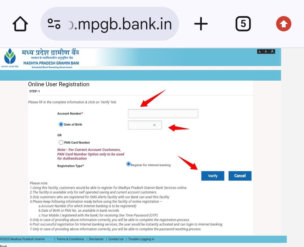 Madhya Pradesh Gramin Bank Internet Banking Registration Online 